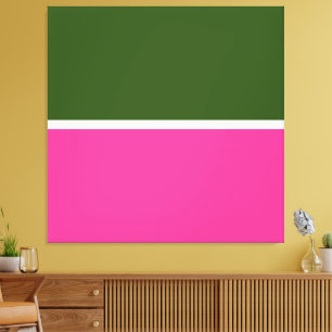 Modern Forest Grönt White Bold Rosa Färg Block Canvastryck