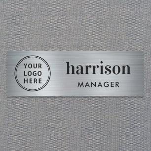 Modern Företag Logotyp Silver Namnbricka