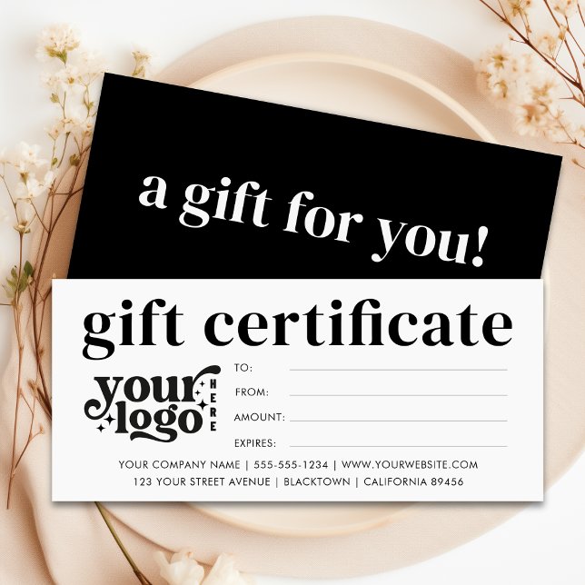 Modern företagscertifikat med Anpassningsbar Logot (Modern Business Gift Certificate With Custom Logo)