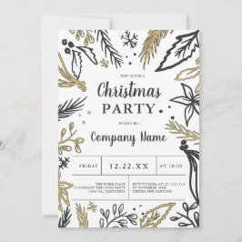 Modern företagsfet grått guld jul party inbjudningar