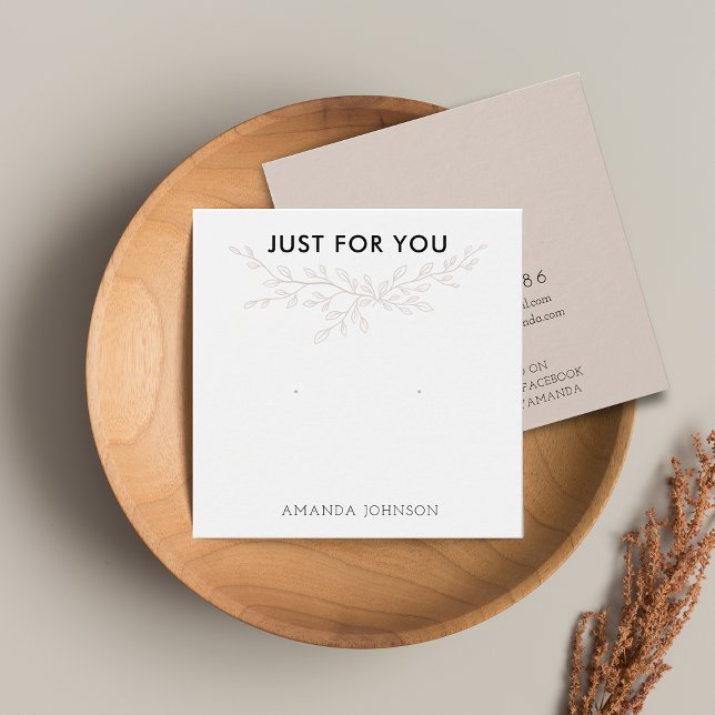 Modern Förgrening Jordnära Stift Örhänge Visningsk Fyrkantigt Visitkort (Stud Earring Display Card With Modern Branch Earthy Blush)
