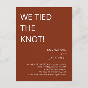 Modern förklaring från Rustic Terracotta Bröllop Vykort