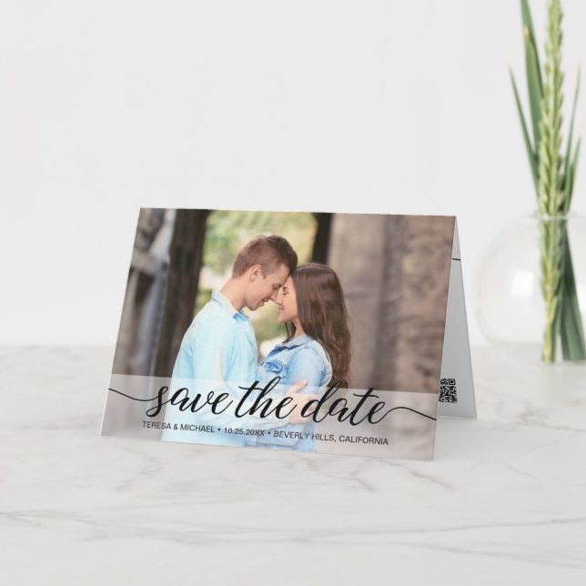 Modern Förlovning 2 Foton Enkel Anpassningsbar Meddelande (Framsida)