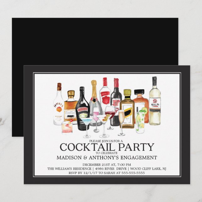 Modern förlovningcocktailpartyinbjudan inbjudningar (Fram/baksida)