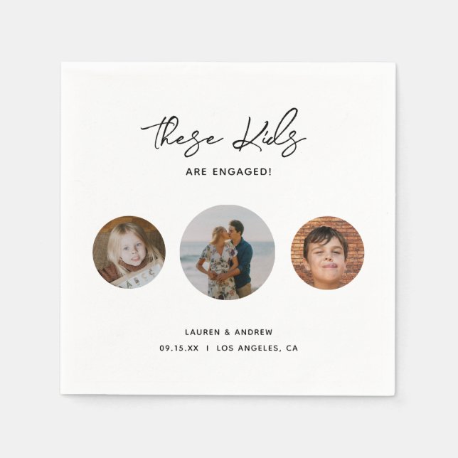 Modern Förlovningsfest för barnfotot Pappersservett (Framsidan)