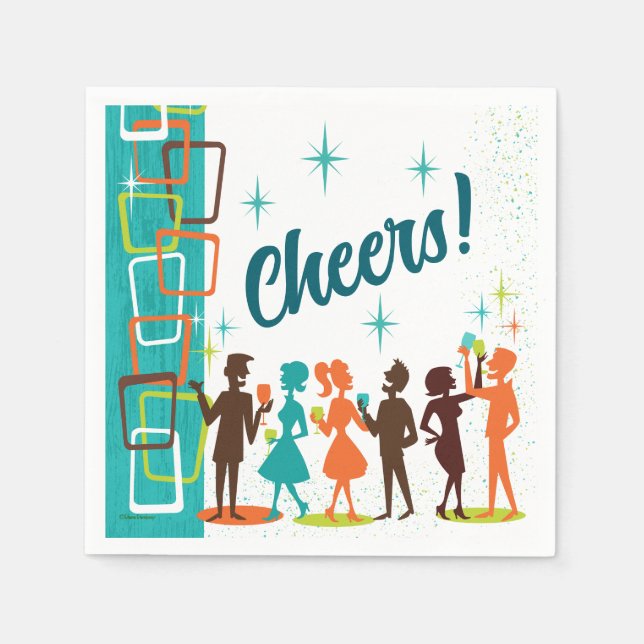 Modern Förlovningsfest i mitten av århundradet Pappersservett (Framsidan)