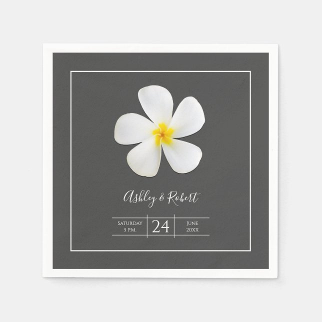 Modern Formal Classic, Vit på Mörk Grått, Bröllop Pappersservett (Framsidan)