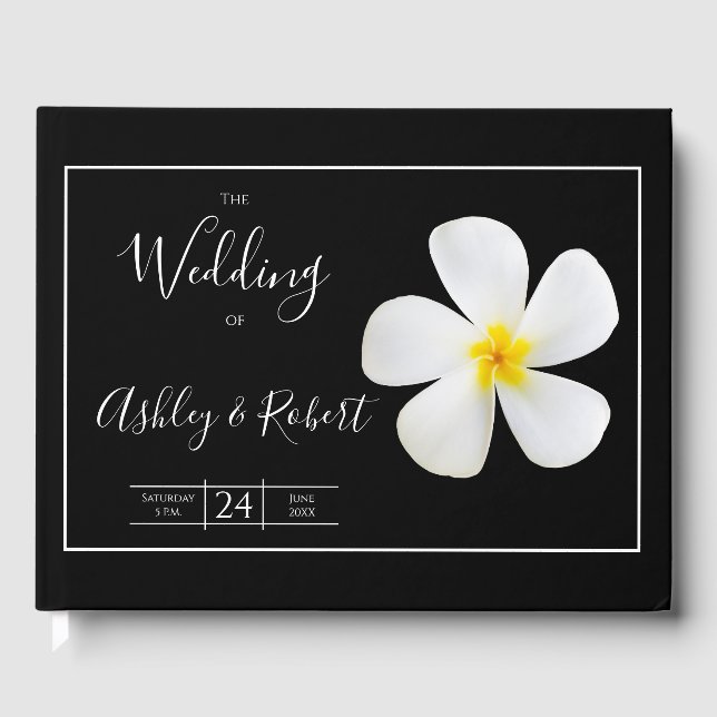 Modern Formal Classic, Vit på Svarta, Bröllop Gästböcker (Framsida)