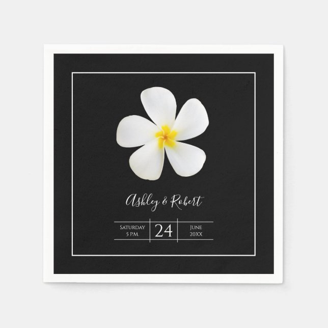 Modern Formal Classic, Vit på Svarta, Bröllop Pappersservett (Framsidan)