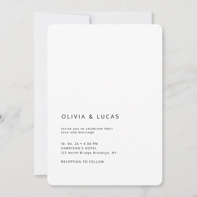 Modern Formal Classic Wedding Invitation Inbjudningar (Framsida)