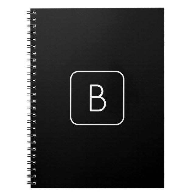 Modern formaterad inledande monogram | Vit och sva Anteckningsbok (Framsidan)
