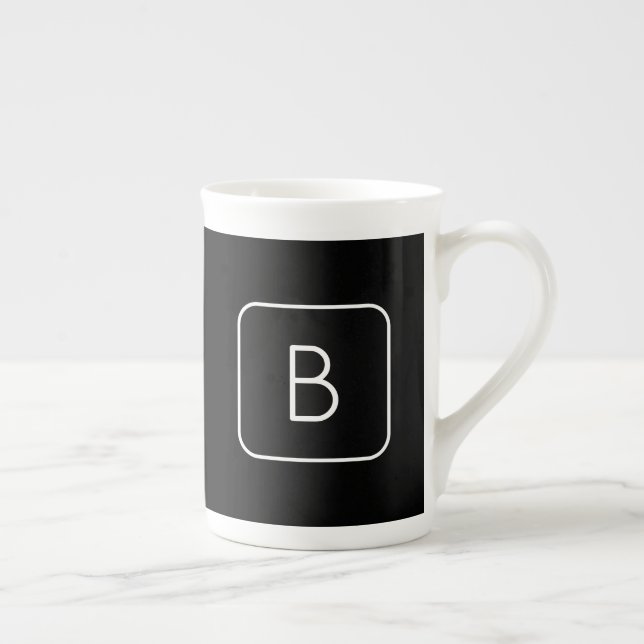 Modern formaterad inledande monogram | Vit och sva Benporslin Mugg (Höger)
