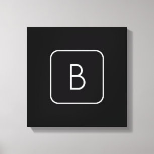 Modern formaterad inledande monogram Vit och sva Canvastryck