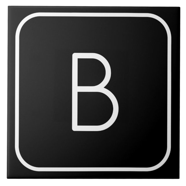 Modern formaterad inledande monogram | Vit och sva Kakelplatta (Framsidan)