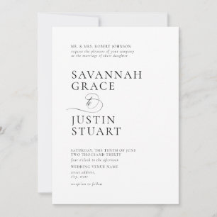 Modern Formell Black and White Bröllop Inbjudningar