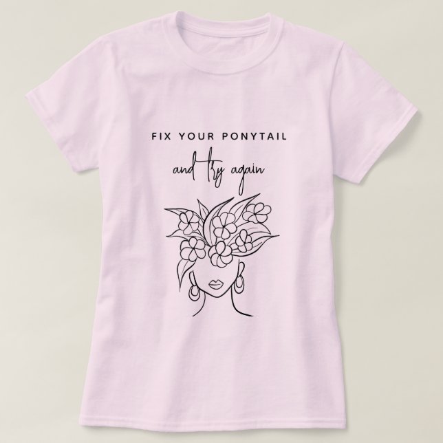 Modern Försök igen Kvinnor med Plant Sketch T Shirt (Design framsida)