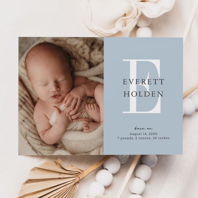 Modern första blått Baby tre foto-födelse Meddelande (Skapare uppladdad)