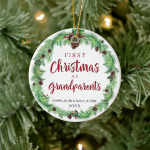 Modern första CHRISTMAS AS GRANDPARENTS Photo Julgransprydnad Keramik