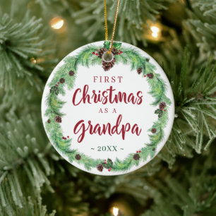 Modern FÖRSTA CHRISTMAS SOM ETT GRANDPA-foto Julgransprydnad Keramik