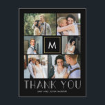 Modern första EDITABLE FÄRG Monogram Tack Vykort<br><div class="desc">Att skicka ut tackkortet är en bryggning med den här chicen och tack för snyggten som du har vykort. Besök vår designutställningslokal på WWW.BERRYBERRYSWEET.COM</div>