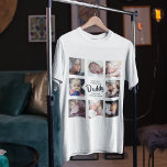 Modern | Första Fars dag | Fotokollage T-Shirt<br><div class="desc">Modern fotokollage för första gången pappor i fars dag, med mallmeddelandet "LYCKLIG 1ST FARS DAG DADDY WITH KÄRLEK MAMMA & ROSIE". Med 8 fyrkantiga fotografier. som är lätta att anpassa och som är helt redigerbara för att du ska kunna lägga till ditt eget meddelande och vem det är till för....</div>