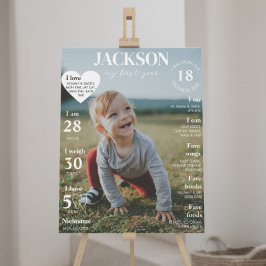 Modern första födelsedag - fotomilstolpe Poster