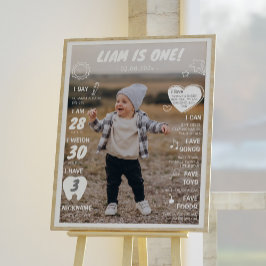 Modern första födelsedag - fotomilstolpe Poster