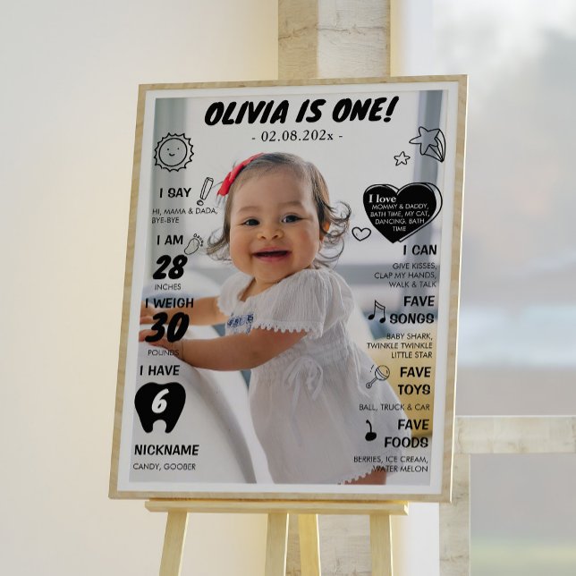 Modern första födelsedag - fotomilstolpe Poster (Skapare uppladdad)