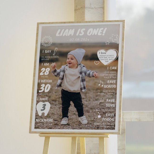Modern första födelsedag - fotomilstolpe Poster (Skapare uppladdad)