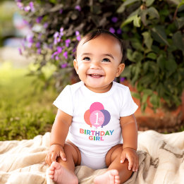 Modern Första Födelsedagen Baby Flicka Rosa Ballon T Shirt