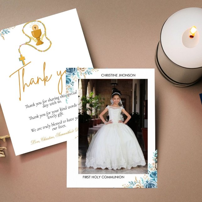 Modern första heliga-kort tack inbjudningar (Skapare uppladdad)