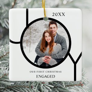 Modern första jul - engagerad fotokeramisk Ornam Julgransprydnad Keramik