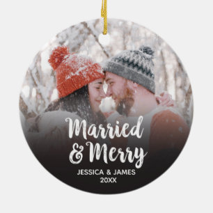 Modern första jul, gift och Merry Photo Julgransprydnad Keramik