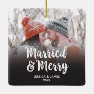 Modern första jul, gift och Merry Photo Julgransprydnad Keramik