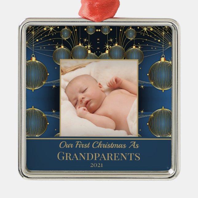 Modern första julblåa Mönster Julgransprydnad Metall (Framsidan)