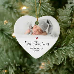 Modern första julen foto baby julgransprydnad keramik