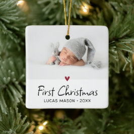 Modern första julfoto Baby Julgransprydnad Keramik
