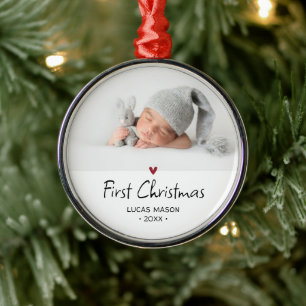 Modern första julfoto i Baby Julgransprydnad Metall