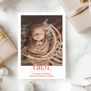 Modern första julfoto i Baby Julkort