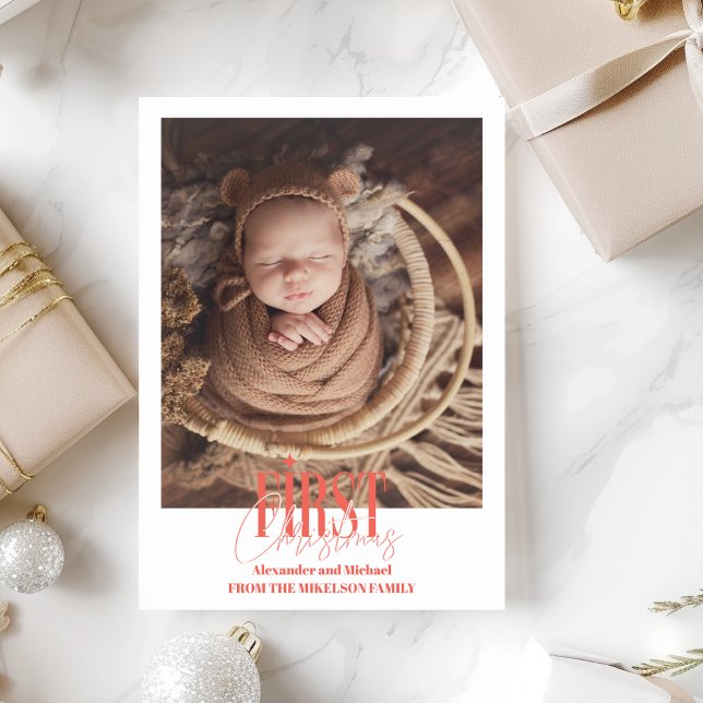 Modern första julfoto i Baby Julkort (Skapare uppladdad)