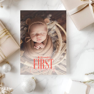 Modern första julfoto i Baby Julkort