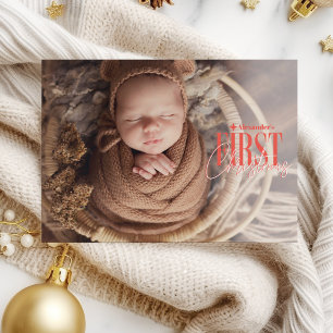 Modern första julfoto i Baby Julkort