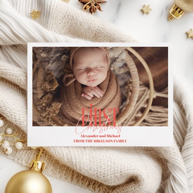 Modern första julfoto i Baby Julkort (Skapare uppladdad)