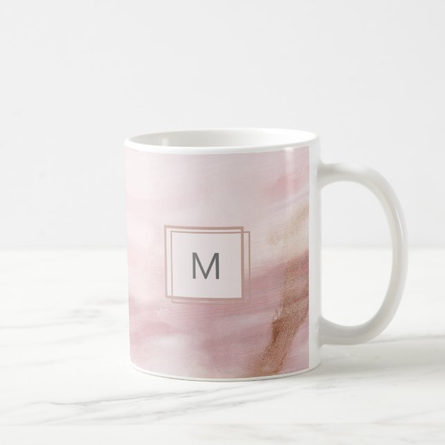 Modern första Pastel Rosa Push Stroke Mugg (Höger)