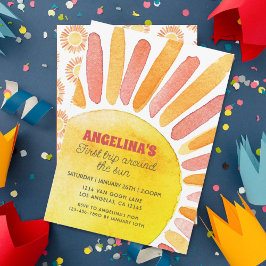 Modern första Resa runt Sol 1:a födelsedag Inbjudningar