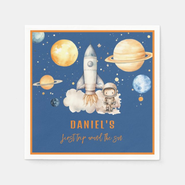 Modern första Resa runt Sol-födelsedagen Pappersservett (Framsidan)