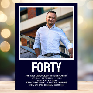Modern FORTY Foto 40-årsfest Inbjudningar