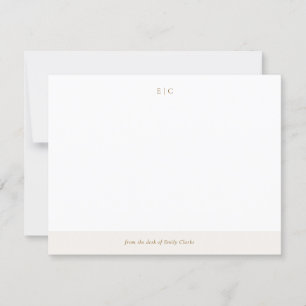 Modern förvaringskort för elfenbensbeige monogram inbjudningar