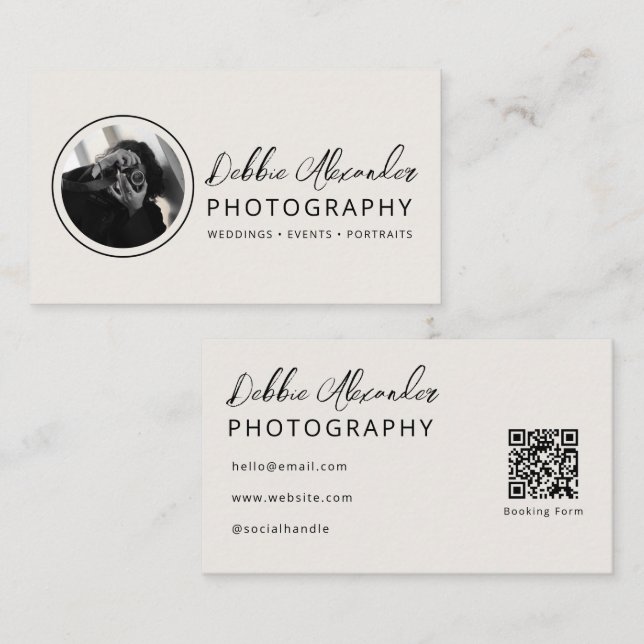 Modern fot QR-kod Fotograf Visitkort (Fram/baksida)