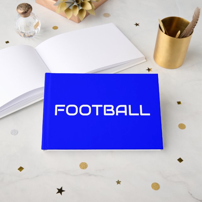 Modern Fotboll Text Royalblå Bakgrund Gästböcker (Framsida öppen)